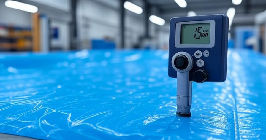 Измерение толщины полиэтиленовой пленки на производстве.