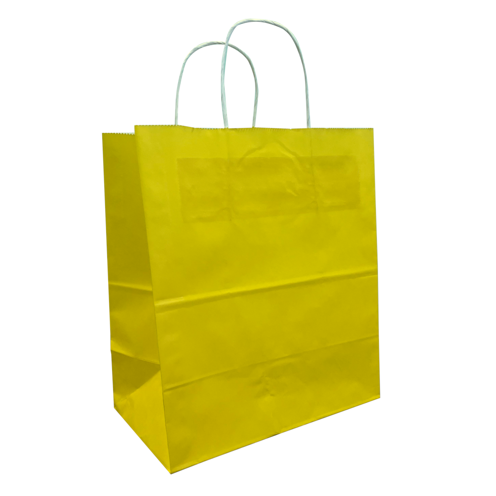 Крафт-пакет жёлтый с кручёными ручками 24×14×28 см