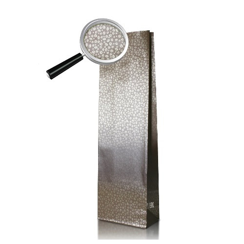 Пакет бумажный коричневый с рисунком «Кофе», ламинированный, 7×4×21 см