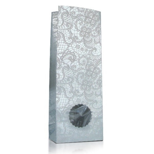 Пакет бумажный белый с окном, с рисунком «Белые кружева», 8×5×22 см