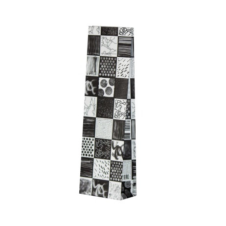 Пакет бумажный чёрный с рисунком «Графика», ламинированный, 7×4×23 см