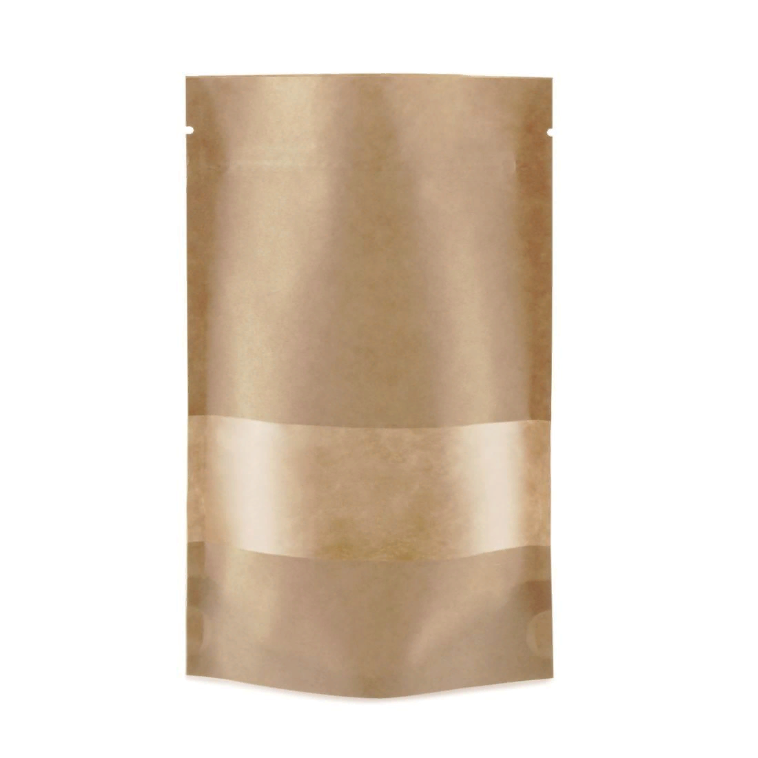 Дой-пак с замком zip-lock из крафт-бумаги с окном 7 см, 15×24×4 cм