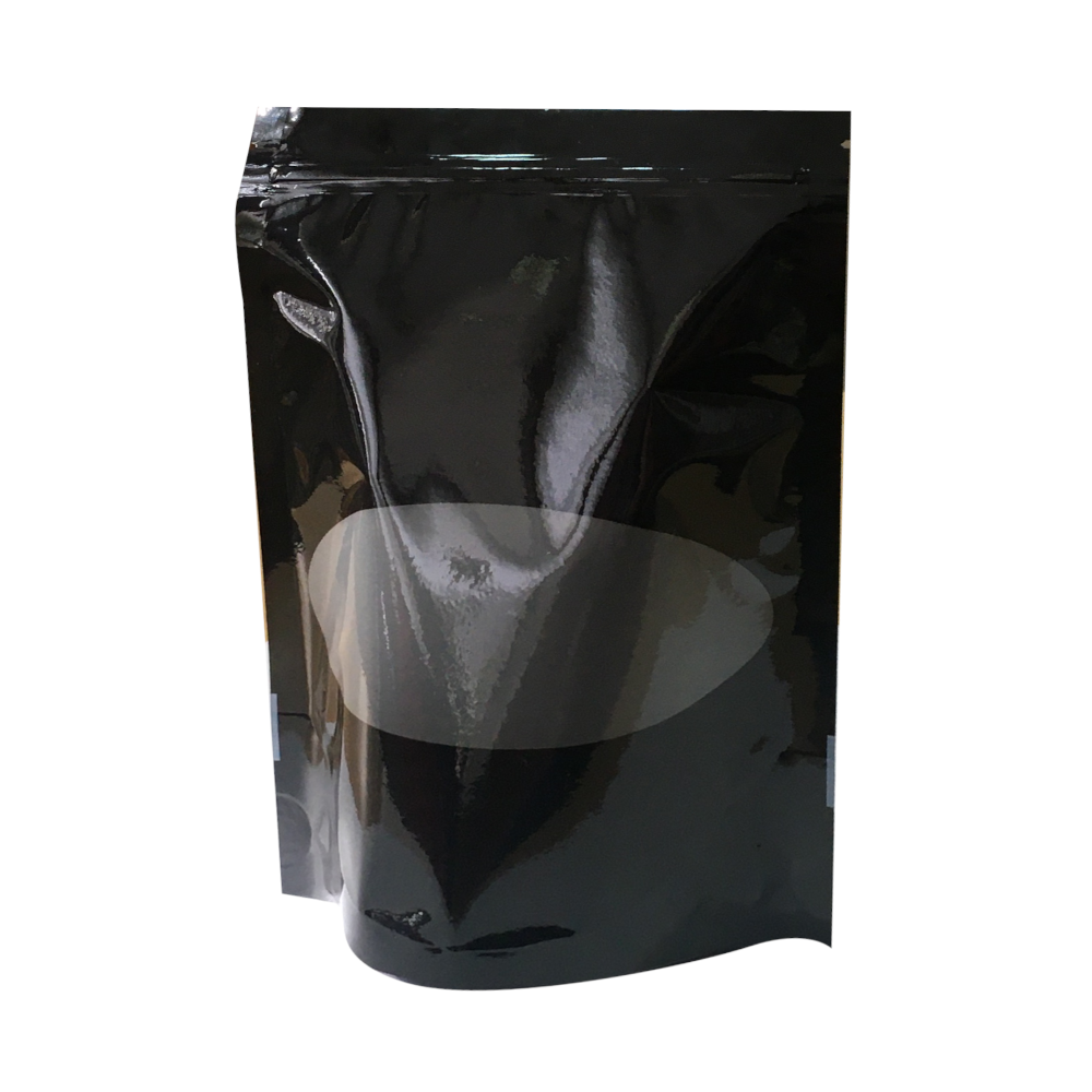 Дой-пак с замком zip-lock черный с овальным окном, 16×21×4 cм