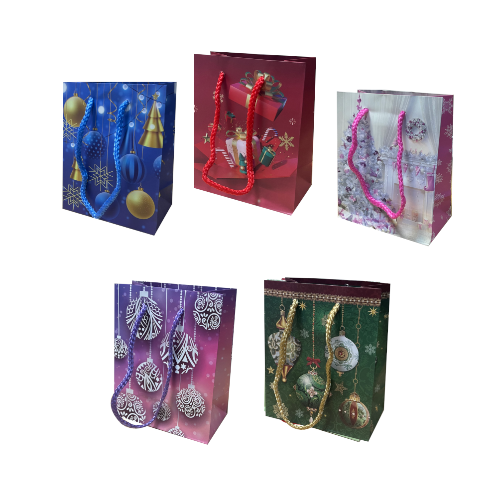 Пакет бумажный подарочный новогодний, MIX, 11×13×6 см