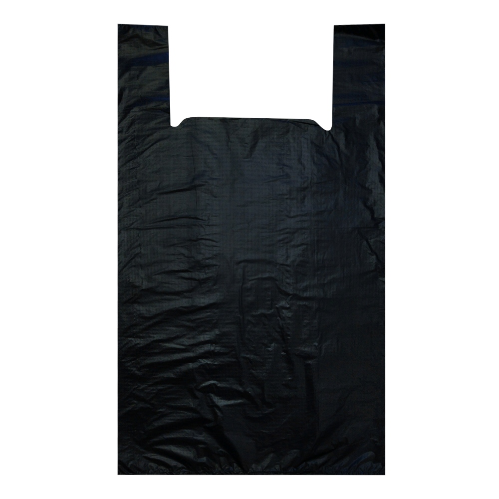 Пакет-майка, чёрный, ПНД, 44×74 см