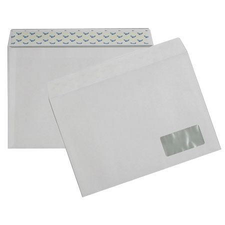 Конверт С4 белый с окном справа, стрип, 90 г/м²