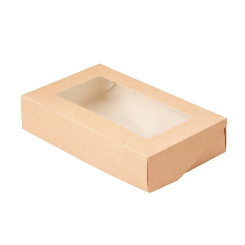 Картонная коробка крафт с окном, 20×12×4 см