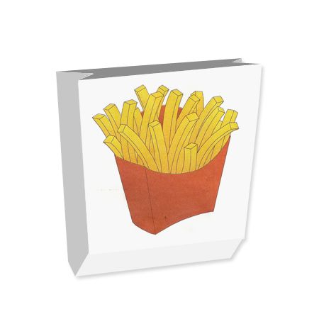 Пакет бумажный белый с рисунком «Картофель фри», 15×5×15 см