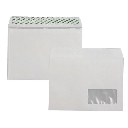 Конверт С5 белый с окном, стрип, 80 г/м²