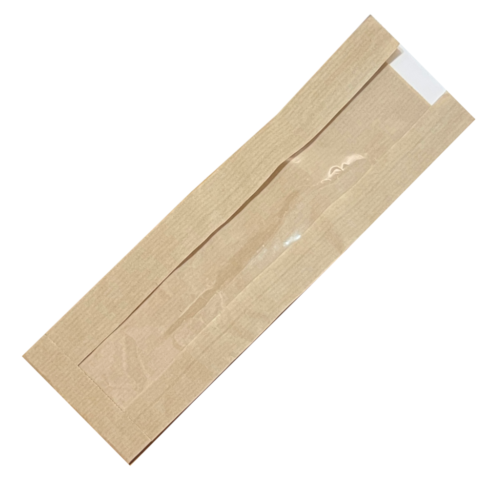 Крафт пакет для малого багета с окном, 10×4×39 см