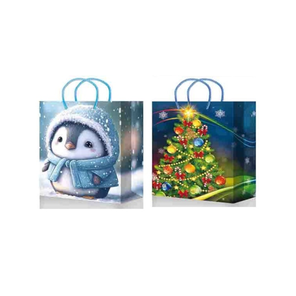 Пакет бумажный подарочный новогодний, MIX, 20×20×10 см