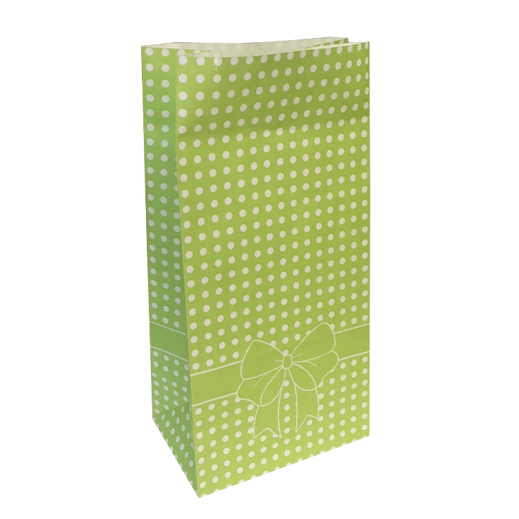 Пакет бумажный салатовый с рисунком «Бант», 12×8×24 см