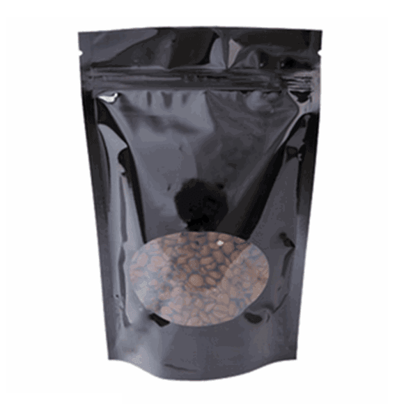 Дой-пак с замком zip-lock чёрный с овальным окном, 13×20×4 cм