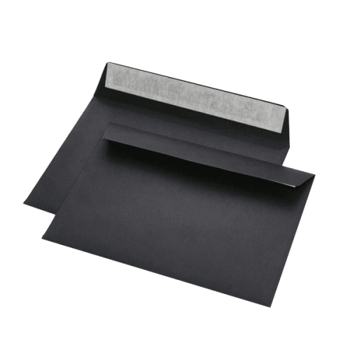 Чёрный конверт С6, стрип, 110 г/м²