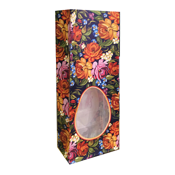 Пакет бумажный красный с окном, с рисунком «Пасха», 10×6×26 см