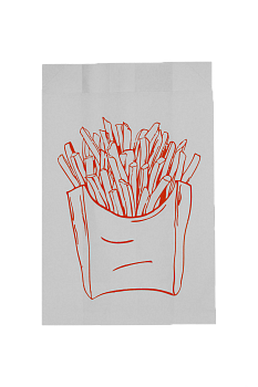 Пакет бумажный белый с рисунком «Картофель фри», 8×3×17 см