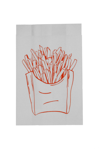 Пакет бумажный белый с рисунком «Картофель фри», 8×3×17 см