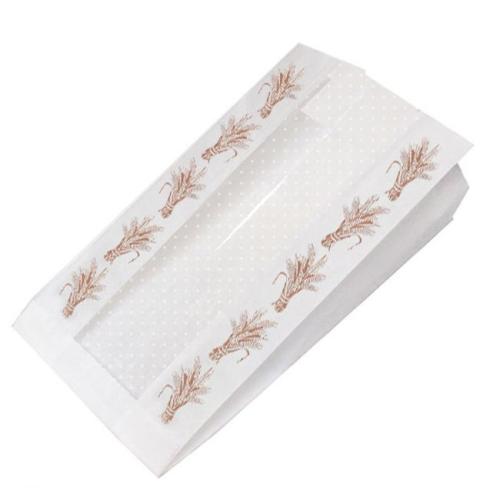 Пакет бумажный белый с перфорированным окном, с рисунком «Колоски», 17×7×39 см