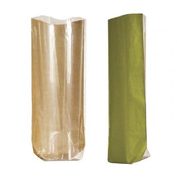 Зелёный крафт-пакет с прозрачной стороной 26×6×4 см