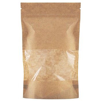 Дой-пак с замком zip-lock из крафт-бумаги с окном 7 см, 13×22×3 cм