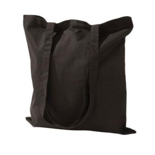 Сумка из хлопка на длинных лямках, черная, 36×42 см