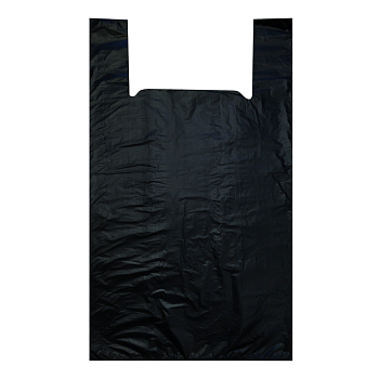 Пакет-майка, чёрный, ПНД, 44×74 см