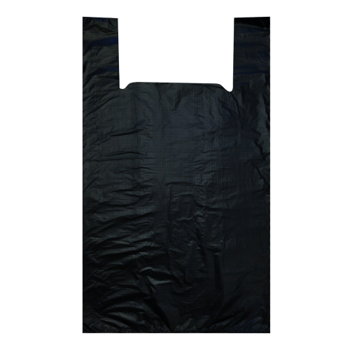 Пакет-майка, чёрный, ПНД, 44×74 см