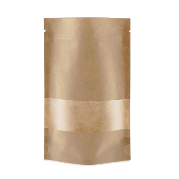 Дой-пак с замком zip-lock из гладкой крафт-бумаги с окном 4 см, 13×22×3 cм