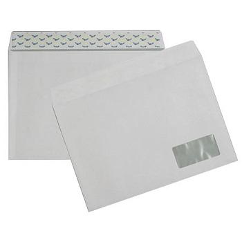 Конверт С4 белый с окном справа, стрип, 90 г/м²