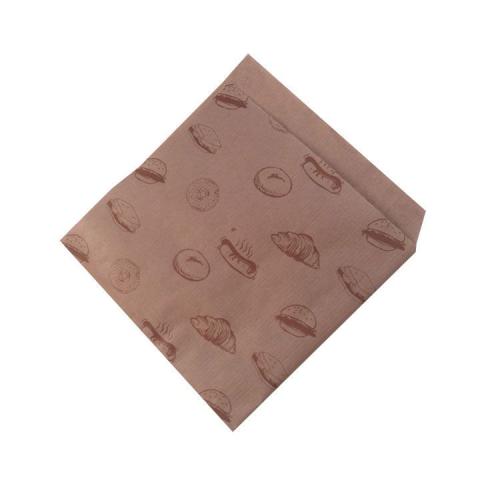 Пакетик-уголок бумажный крафт с рисунком «Выпечка», ламинированный, 15×15 см