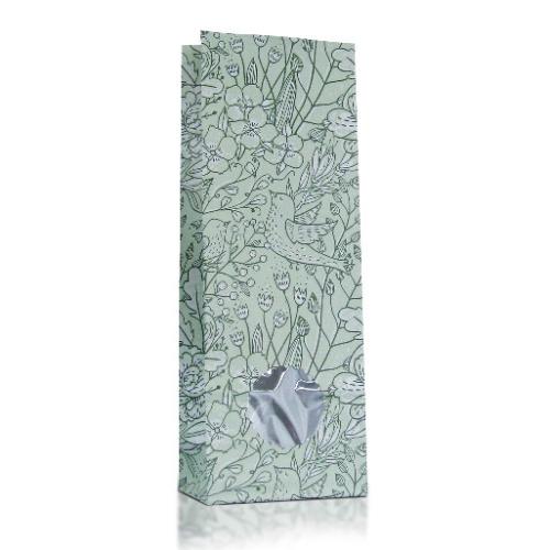 Пакет бумажный светло-зелёный с окном, с рисунком, 8×5×22 см