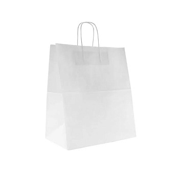 Крафт-пакет белый с кручёными ручками 32×18×37 см