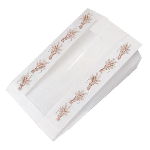 Пакет бумажный белый с окном, с рисунком «Колоски», 17×7×39 см