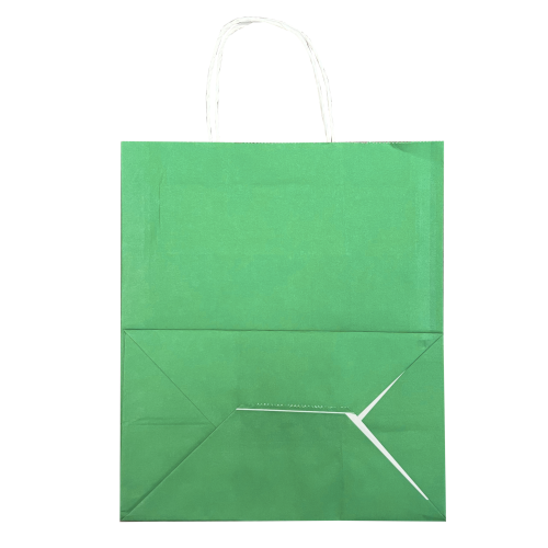 Крафт-пакет зелёный с кручёными ручками 24×14×28 см