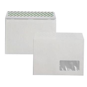 Конверт С5 белый с окном, стрип, 80 г/м²