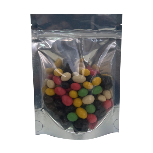 Дой-пак с замком zip-lock серебристый с прозрачной стороной,12×17×3 cм