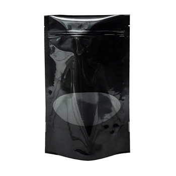 Дой-пак с замком zip-lock чёрный с овальным окном, 13×22×4 cм