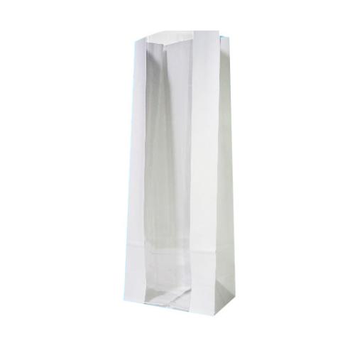 Белый бумажный пакет с прозрачным окном 10×6×26 см