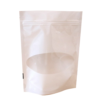 Дой-пак с замком zip-lock белый с овальным окном, 13×20×4 cм