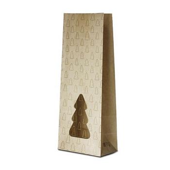 Крафт-пакет с окном, с рисунком «Ёлка», 12×8×30 см