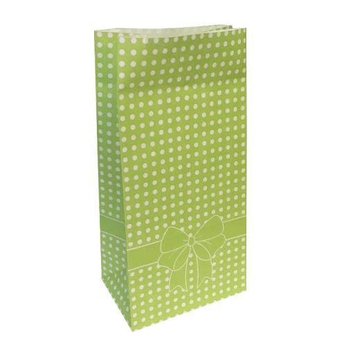 Пакет бумажный салатовый с рисунком «Бант», 12×8×24 см