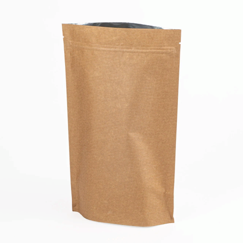 Дой-пак с замком zip-lock из крафт-бумаги (полоска), 17×27×4 cм