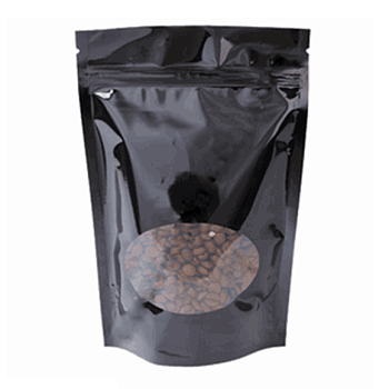 Дой-пак с замком zip-lock чёрный с овальным окном, 13×20×4 cм