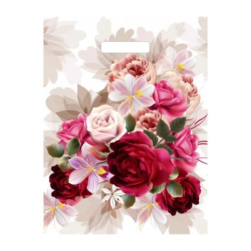 Пакет полиэтиленовый «Пионы на бежевом», ПВД, 31×40 см